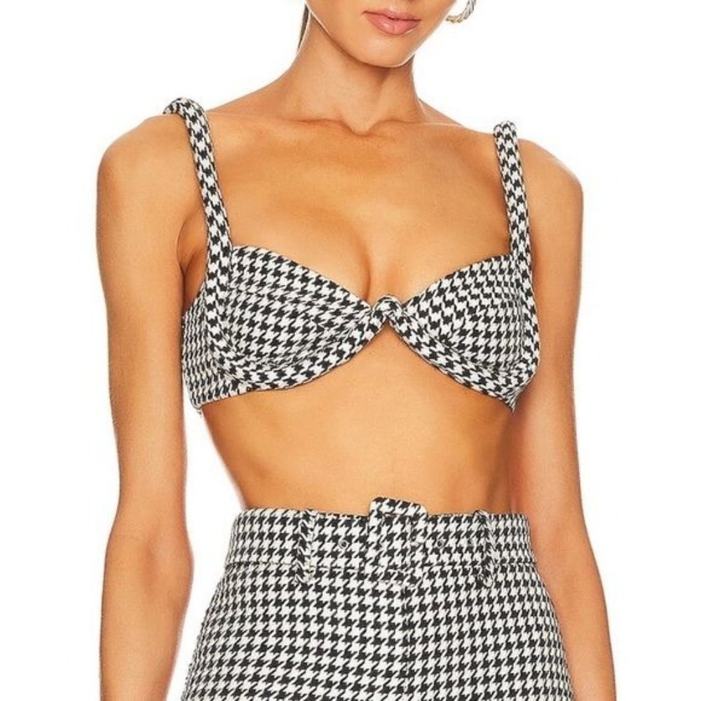 Majorelle Houndstooth Bra Top Black White Size XS